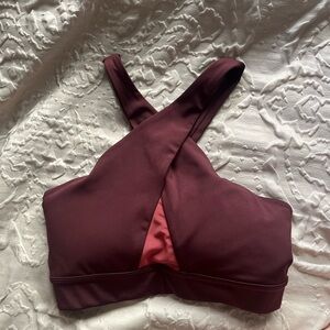 Nike Burgundy Cross Padded Sports Bra